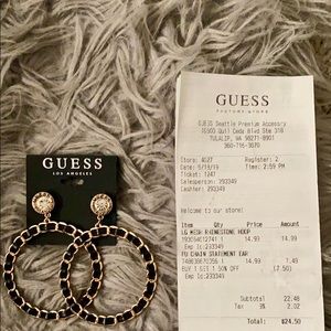 GUESS black and gold hoop earrings